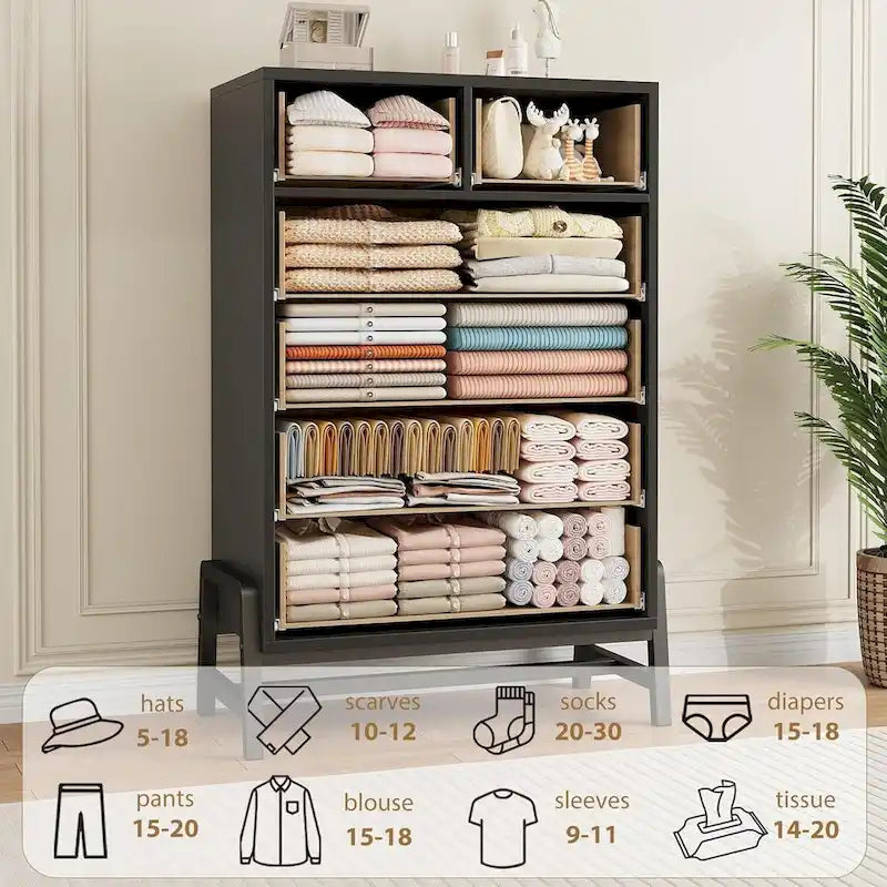 4+2 Drawer Tall Freestanding Dresser for Bedroom