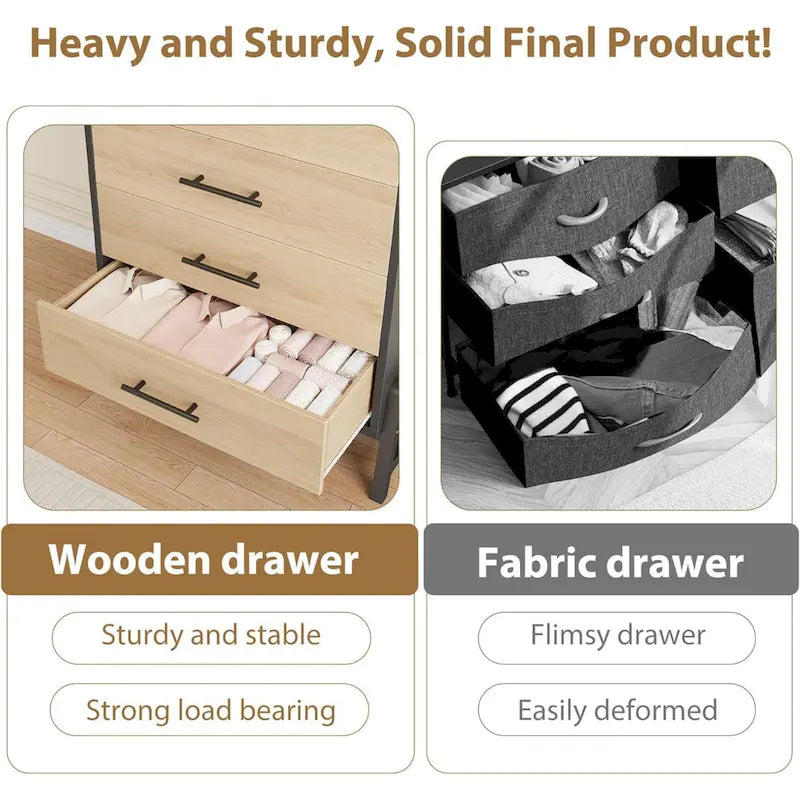 4+2 Drawer Tall Freestanding Dresser for Bedroom