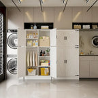 Rackcog Wooden Wardrobe with Barn Doors, Farmhouse Closet Storage Cabinet with Hanging Rod