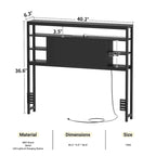 Headboards with Storage Shelves, Head Board with Power Outlet and LED Light for Bed Frame