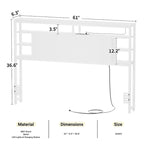 Headboards with Storage Shelves, Head Board with Power Outlet and LED Light for Bed Frame