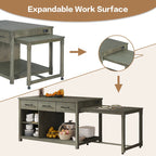 Extendable Kitchen Island With Storage(no include stool)