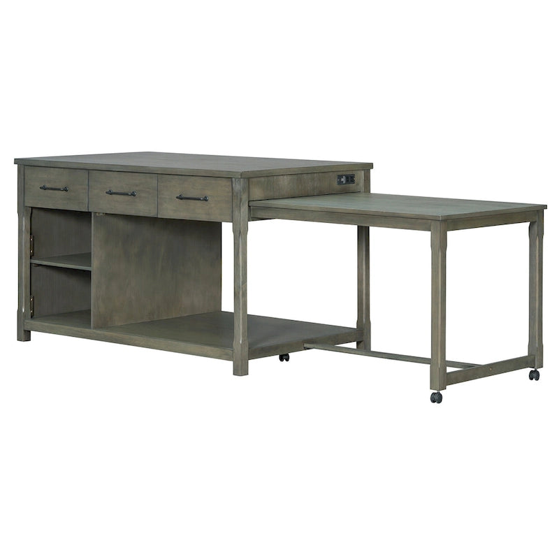 Extendable Kitchen Island With Storage(no include stool)