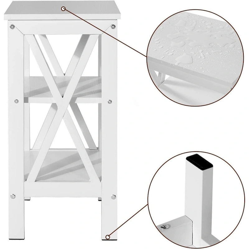 Modern Nightstand with 3-Tier Storage Shelves, Nightstands Set of 2