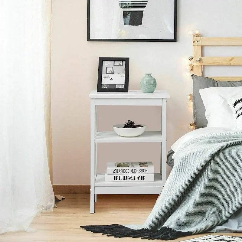 Modern Nightstand with 3-Tier Storage Shelves, Nightstands Set of 2