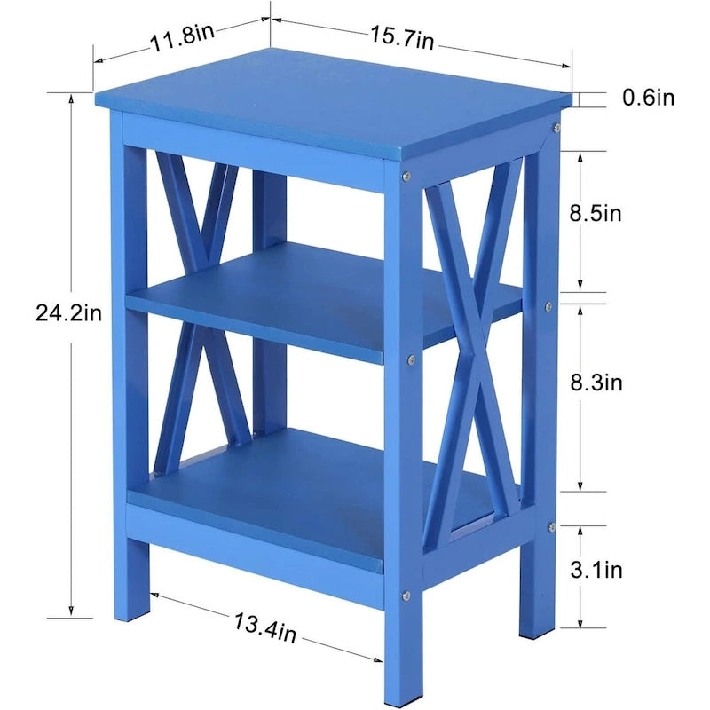 Modern Nightstand with 3-Tier Storage Shelves, Nightstands Set of 2