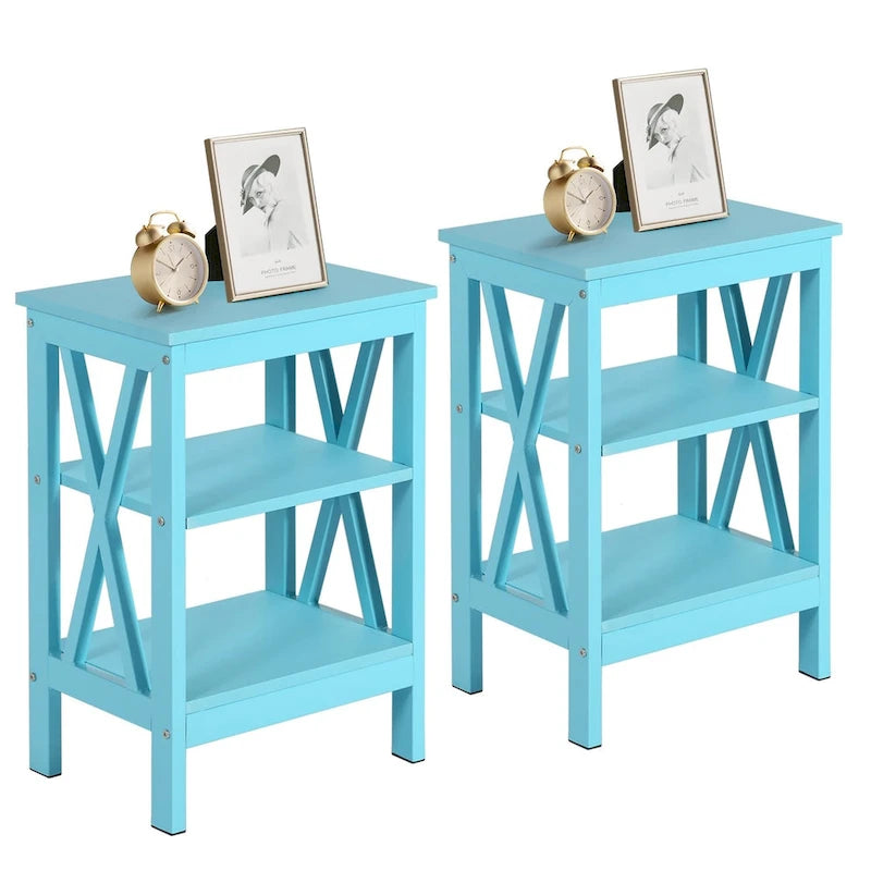 Modern Nightstand with 3-Tier Storage Shelves, Nightstands Set of 2