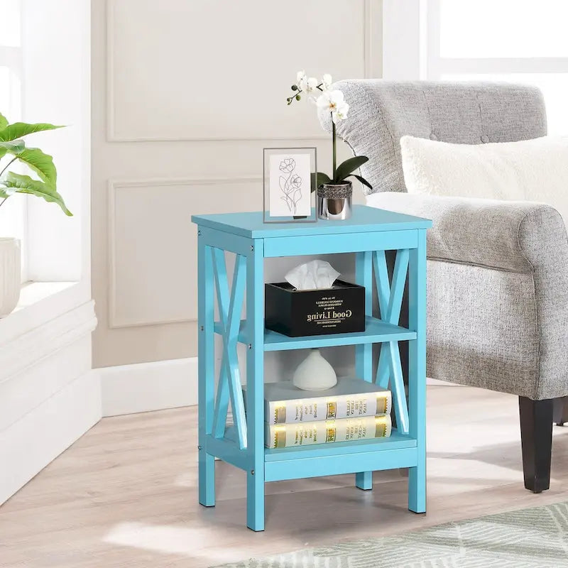 Modern Nightstand with 3-Tier Storage Shelves, Nightstands Set of 2
