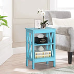 Modern Nightstand with 3-Tier Storage Shelves, Nightstands Set of 2