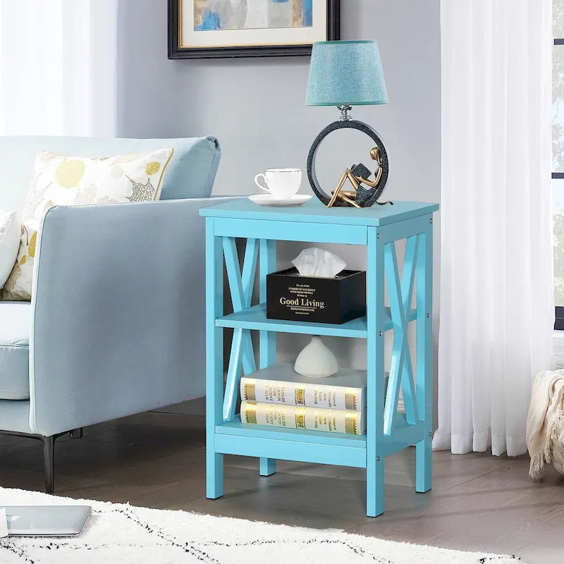 Modern Nightstand with 3-Tier Storage Shelves, Nightstands Set of 2