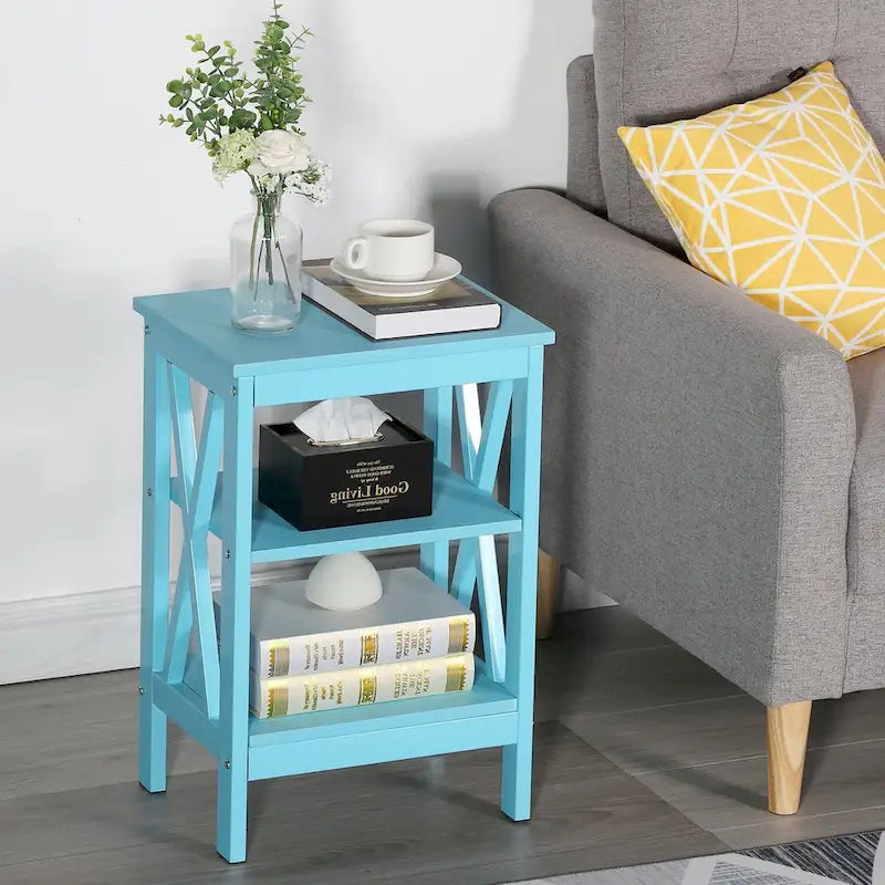 Modern Nightstand with 3-Tier Storage Shelves, Nightstands Set of 2