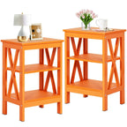 Modern Nightstand with 3-Tier Storage Shelves, Nightstands Set of 2