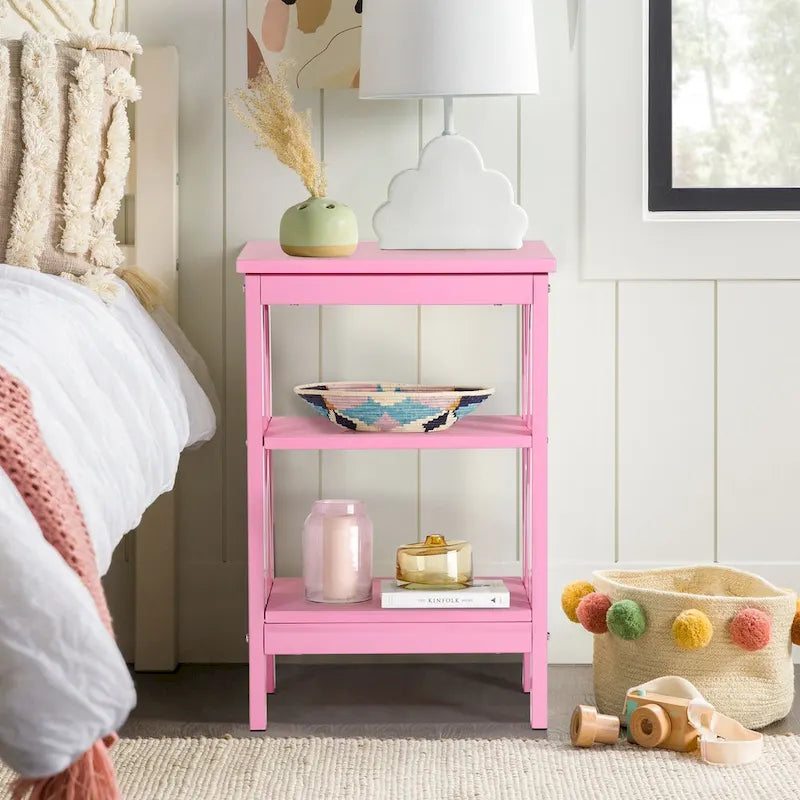 Modern Nightstand with 3-Tier Storage Shelves, Nightstands Set of 2