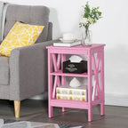 Modern Nightstand with 3-Tier Storage Shelves, Nightstands Set of 2