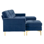 110.6  Velvet L-Shaped Sectional Sofa with Movable Ottoman and Storage Pockets