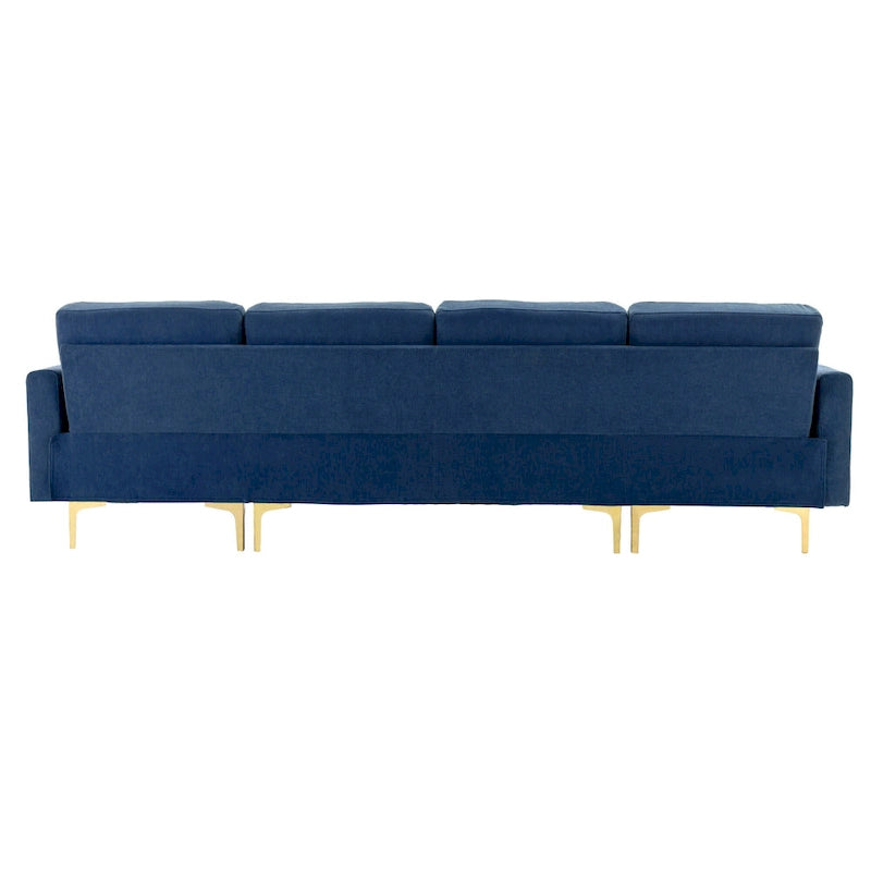 110.6  Velvet L-Shaped Sectional Sofa with Movable Ottoman and Storage Pockets