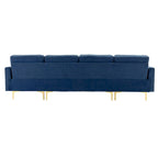 110.6  Velvet L-Shaped Sectional Sofa with Movable Ottoman and Storage Pockets