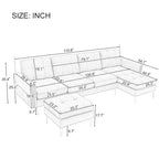 110.6  Velvet L-Shaped Sectional Sofa with Movable Ottoman and Storage Pockets