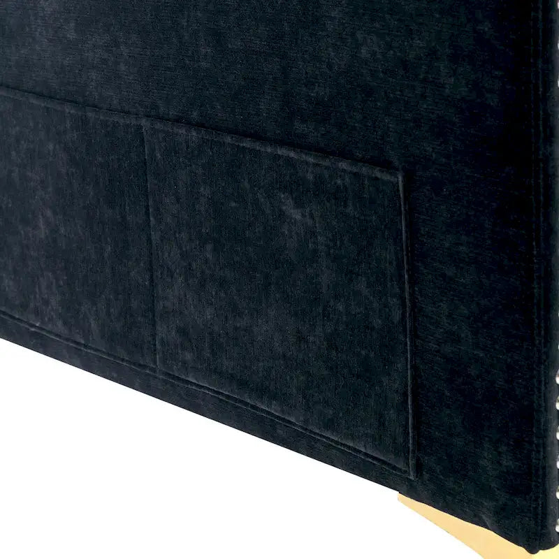 110.6  Velvet L-Shaped Sectional Sofa with Movable Ottoman and Storage Pockets