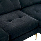 110.6  Velvet L-Shaped Sectional Sofa with Movable Ottoman and Storage Pockets
