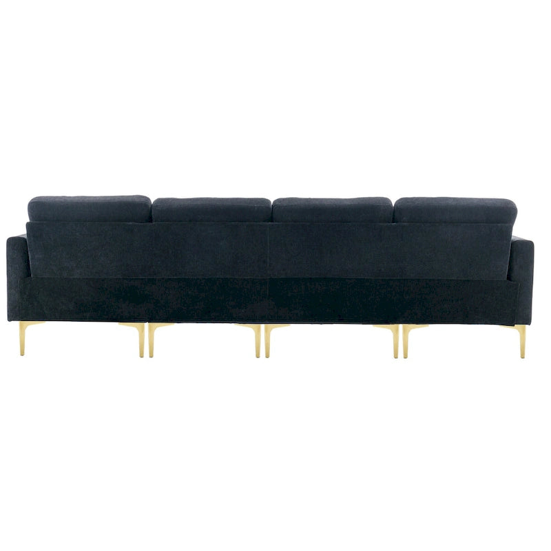 110.6  Velvet L-Shaped Sectional Sofa with Movable Ottoman and Storage Pockets