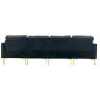 110.6  Velvet L-Shaped Sectional Sofa with Movable Ottoman and Storage Pockets