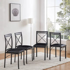 VECELO Dining Chairs Set of 4/8, Beige/Black Folding Chairs with Steel Frame