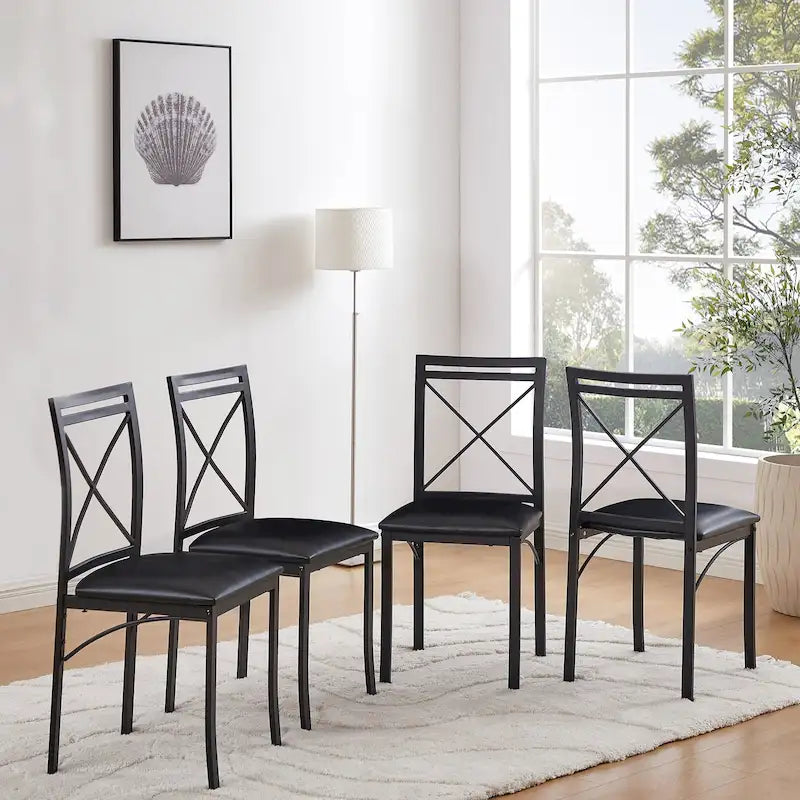 VECELO Dining Chairs Set of 4/8, Beige/Black Folding Chairs with Steel Frame