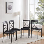 VECELO Dining Chairs Set of 4/8, Beige/Black Folding Chairs with Steel Frame