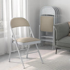 VECELO Dining Chairs Set of 4/8, Beige/Black Folding Chairs with Steel Frame