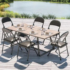 VECELO Dining Chairs Set of 4/8, Beige/Black Folding Chairs with Steel Frame