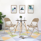 VECELO Dining Chairs Set of 4/8, Beige/Black Folding Chairs with Steel Frame