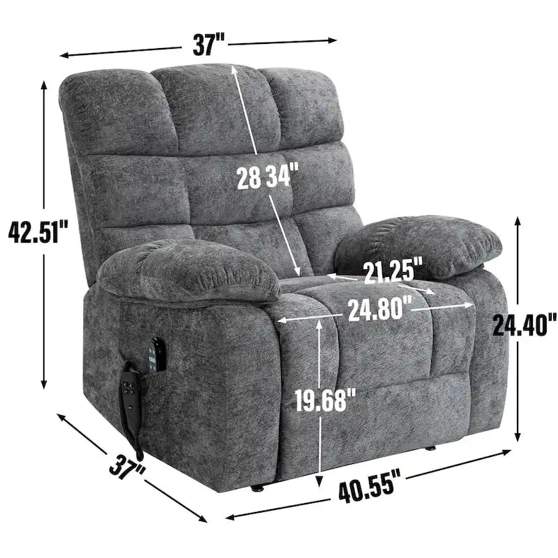 Dual Motor Power Lift Recliner Chair with Massage and Heat for Elderly People, Large Lazy Single Boy Recliners with Power-Remote