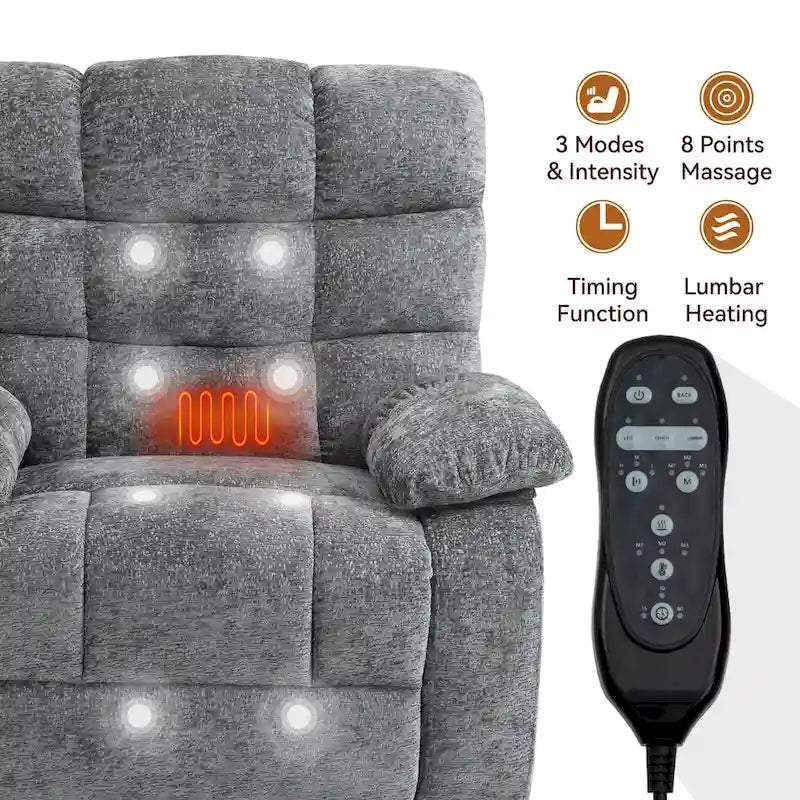 Dual Motor Power Lift Recliner Chair with Massage and Heat for Elderly People, Large Lazy Single Boy Recliners with Power-Remote