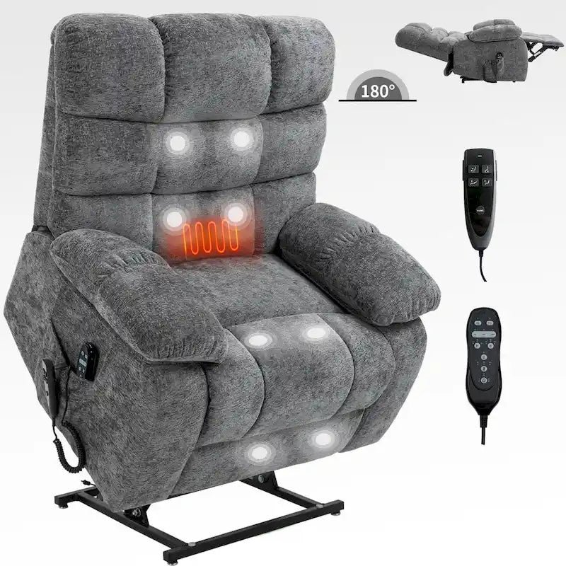 Dual Motor Power Lift Recliner Chair with Massage and Heat for Elderly People, Large Lazy Single Boy Recliners with Power-Remote