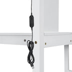 Twin Size Loft Bed with Bulit-in Desk, LED Light and Storage Staircase, Wooden Loft Bedframe with Storage Shelves and Cabinets