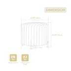 22.05 Wide Upholstered Round Pouf Ottoman Foot Rest with Black Metal Legs