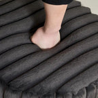 22.05 Wide Upholstered Round Pouf Ottoman Foot Rest with Black Metal Legs
