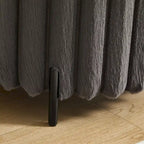 22.05 Wide Upholstered Round Pouf Ottoman Foot Rest with Black Metal Legs