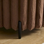 22.05 Wide Upholstered Round Pouf Ottoman Foot Rest with Black Metal Legs