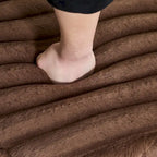 22.05 Wide Upholstered Round Pouf Ottoman Foot Rest with Black Metal Legs