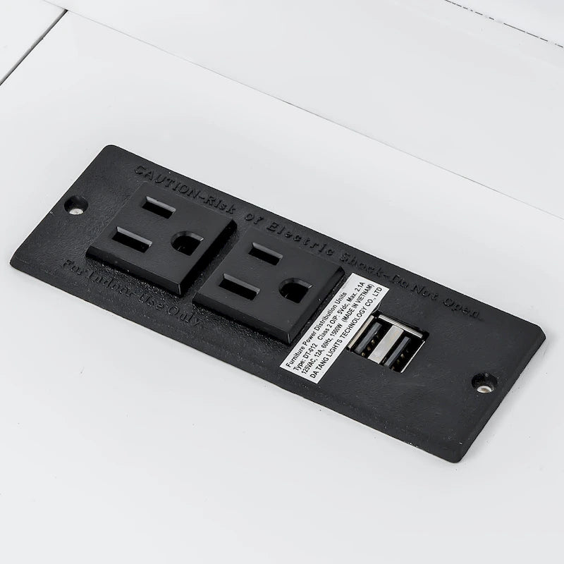 Twin XL Size Murphy Bed with Desk & LED Light, Solid Wood Bed Frame with USB Charging Station, for Small Spaces and Home Offices