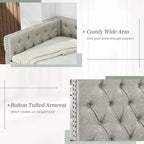 Linen Upholstered Mid-century Modern Twin Size Copper Nail Daybed Sofa with Two Drawers