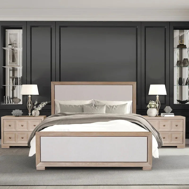 Furniture of America Durem II Modern Classic Solid Wood Fabric Panel Bed