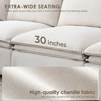 L Shaped Modular Sectional Chenille Sofa with Movable Ottoman
