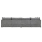 L Shaped Modular Sectional Chenille Sofa with Movable Ottoman