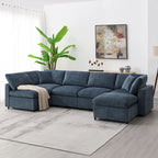 U Shaped Modular Cloud Sofa with Ottoman, Convertible Sleeper Sofa