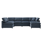 U Shaped Modular Cloud Sofa with Ottoman, Convertible Sleeper Sofa