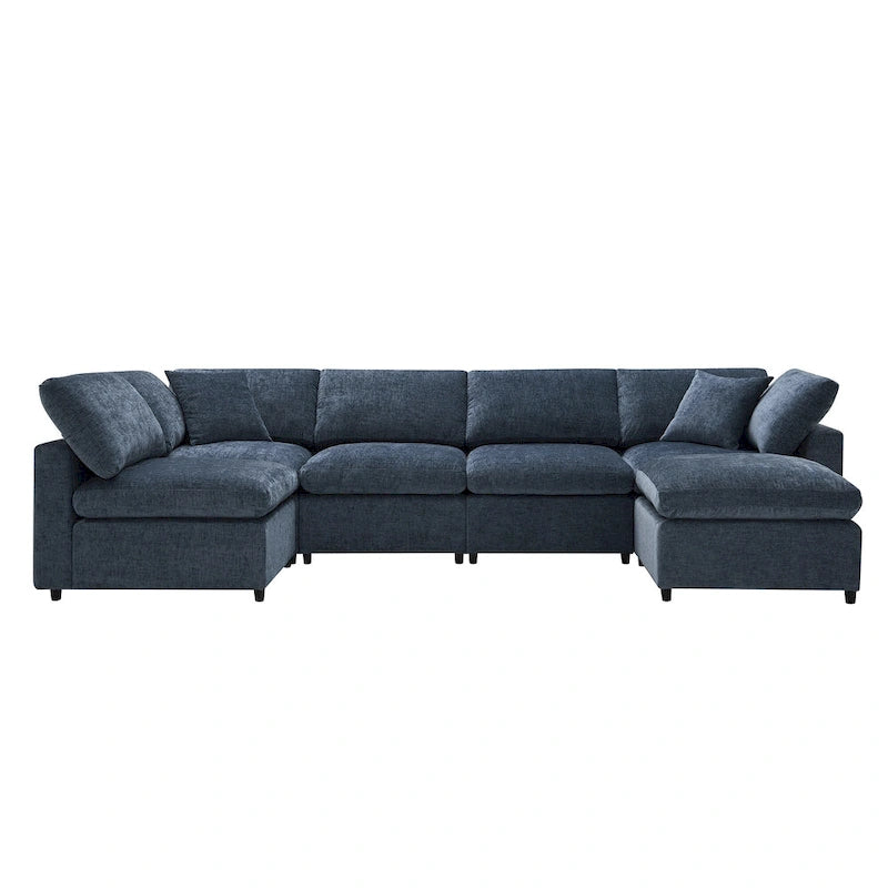 U Shaped Modular Cloud Sofa with Ottoman, Convertible Sleeper Sofa