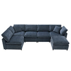 U Shaped Modular Cloud Sofa with Ottoman, Convertible Sleeper Sofa